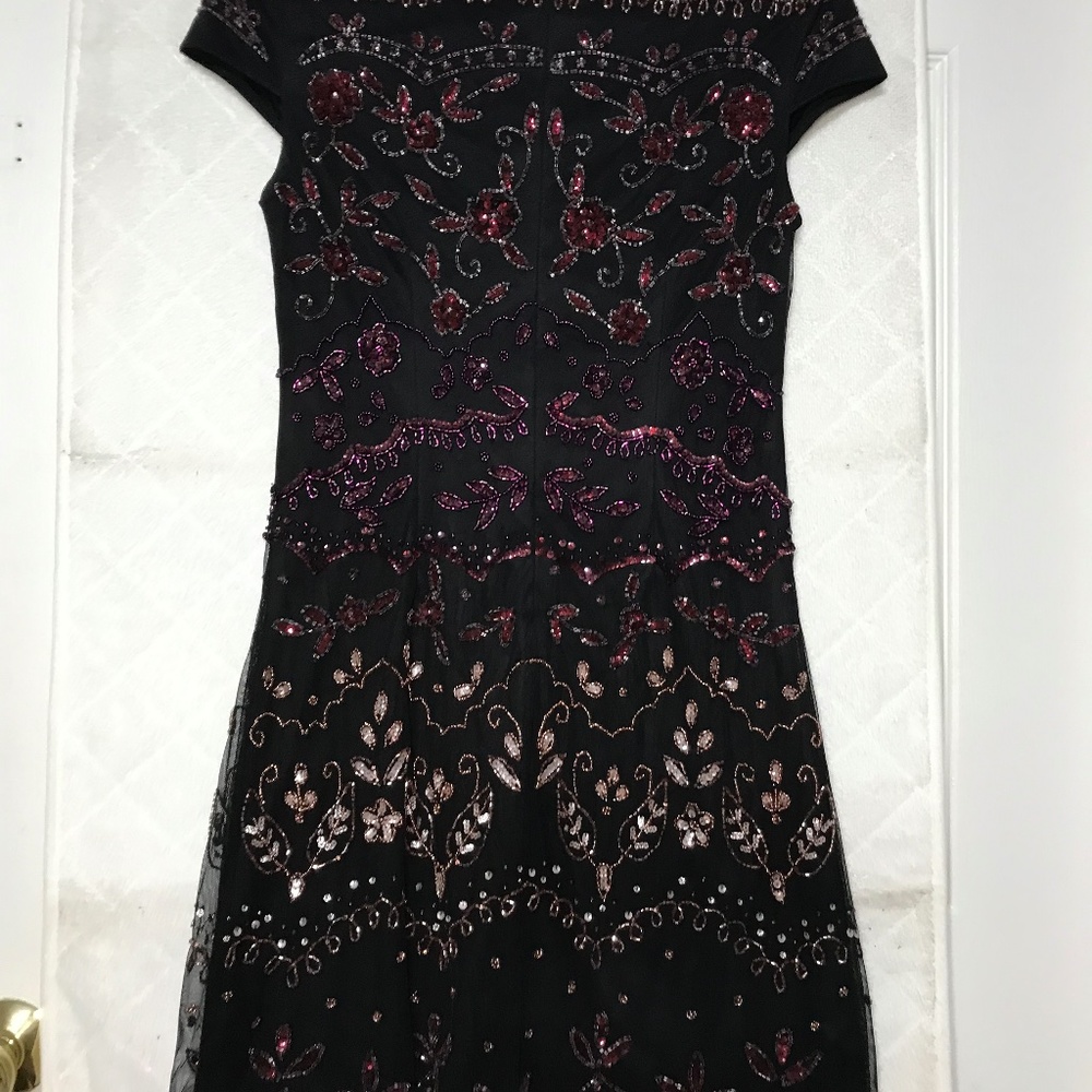 ADRIANNA PAPELL  Black Beads Dress Size 2P